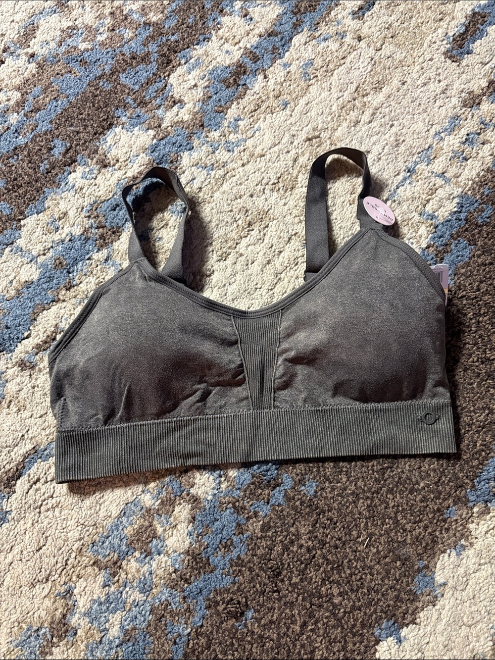 Danskin Seamless Ribbed Bralette - Charcoal Gray